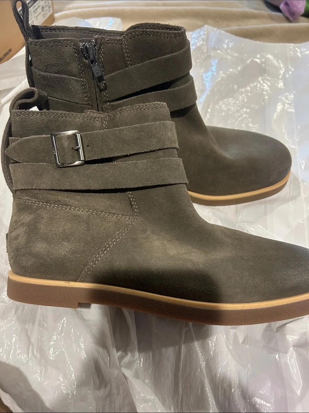 Ugg Suede Ankle Boots in Olive Green